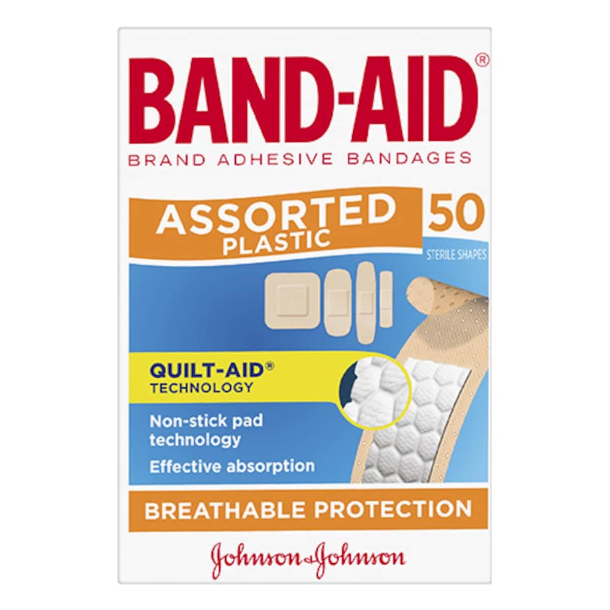 Thumbnail Band-Aid Plastic Strips Assorted Shapes 50 Pack