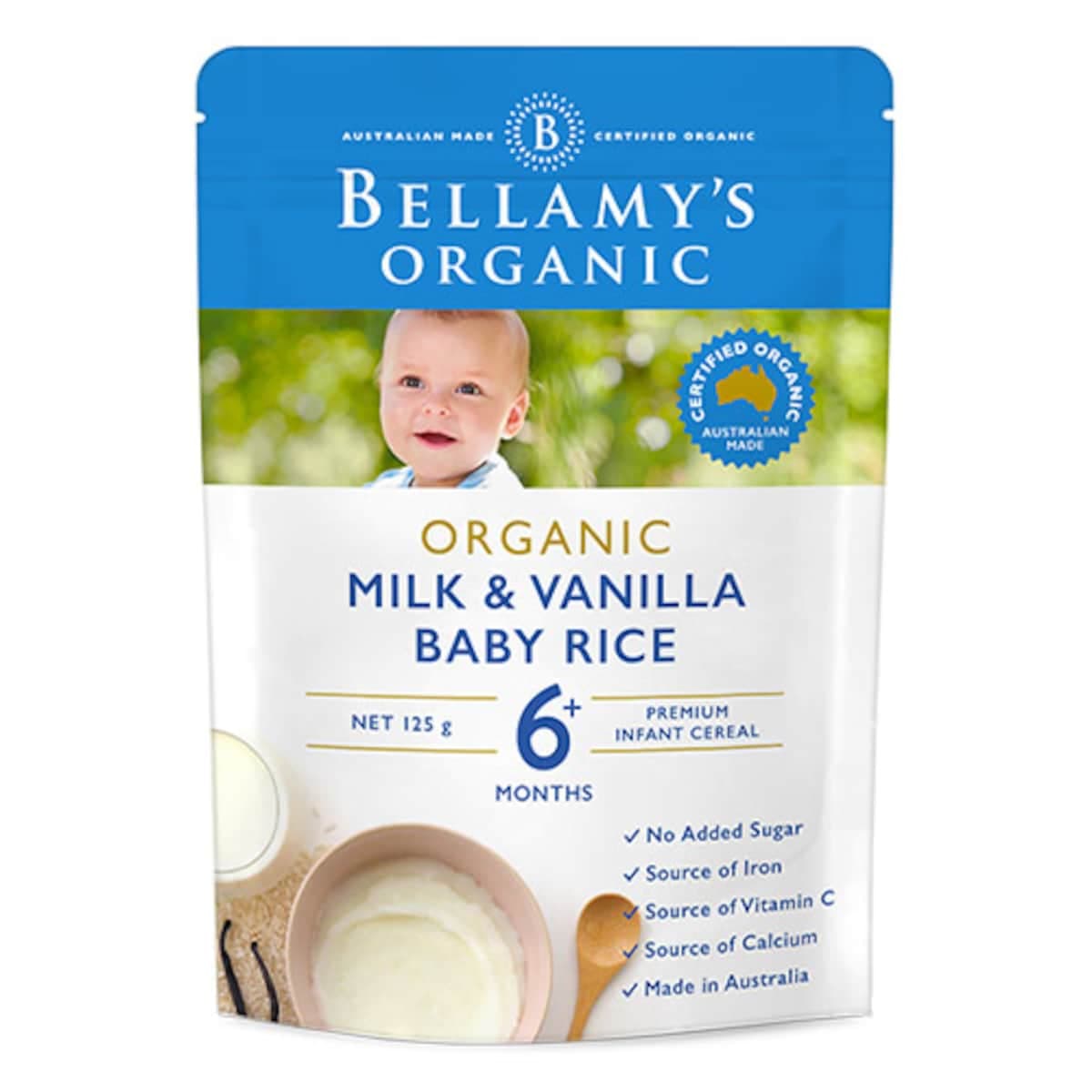 Bellamys Organic Milk & Vanilla Baby Rice 125G