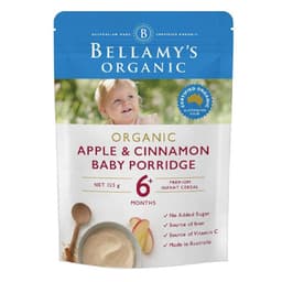 Bellamys Organic Apple & Cinnamon Baby Porridge 125G