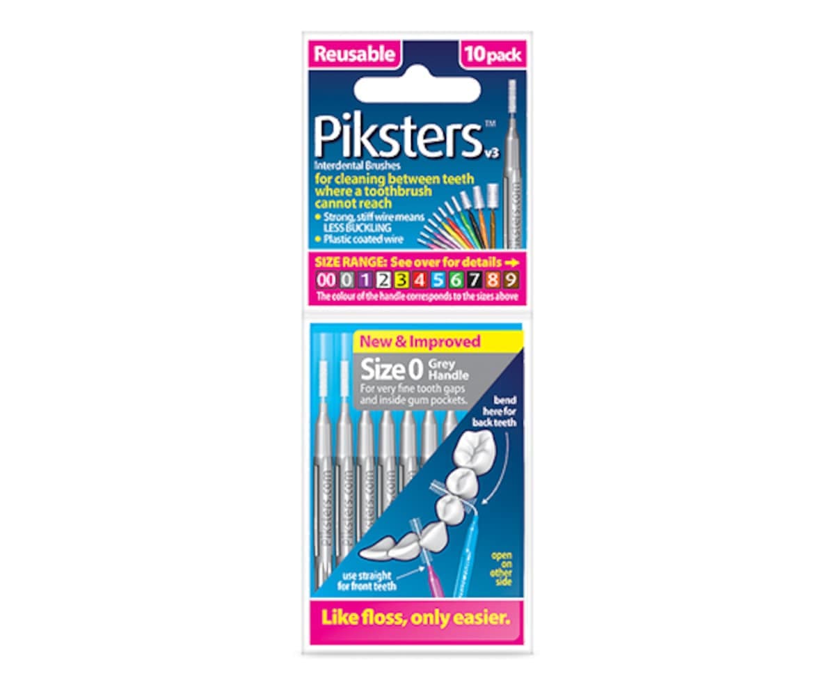 Piksters Interdental Brushes Size 0 Grey 10 Pack