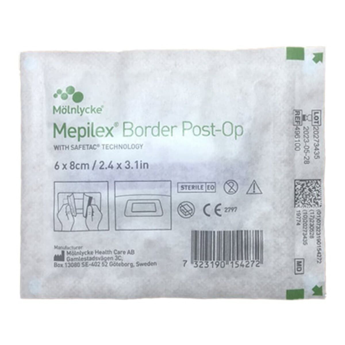 Mepilex Border Post-Op Wound Dressing 496100 6Cm X 8Cm Single