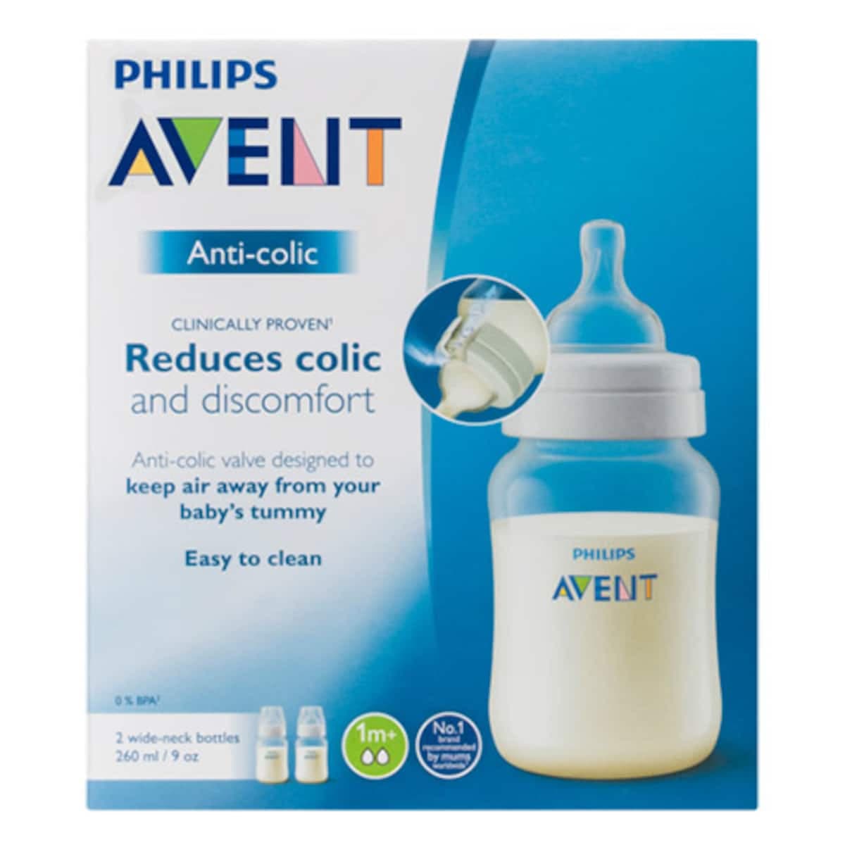 Avent Anti-Colic Baby Feeding Bottle Bpa Free 2 X 260Ml