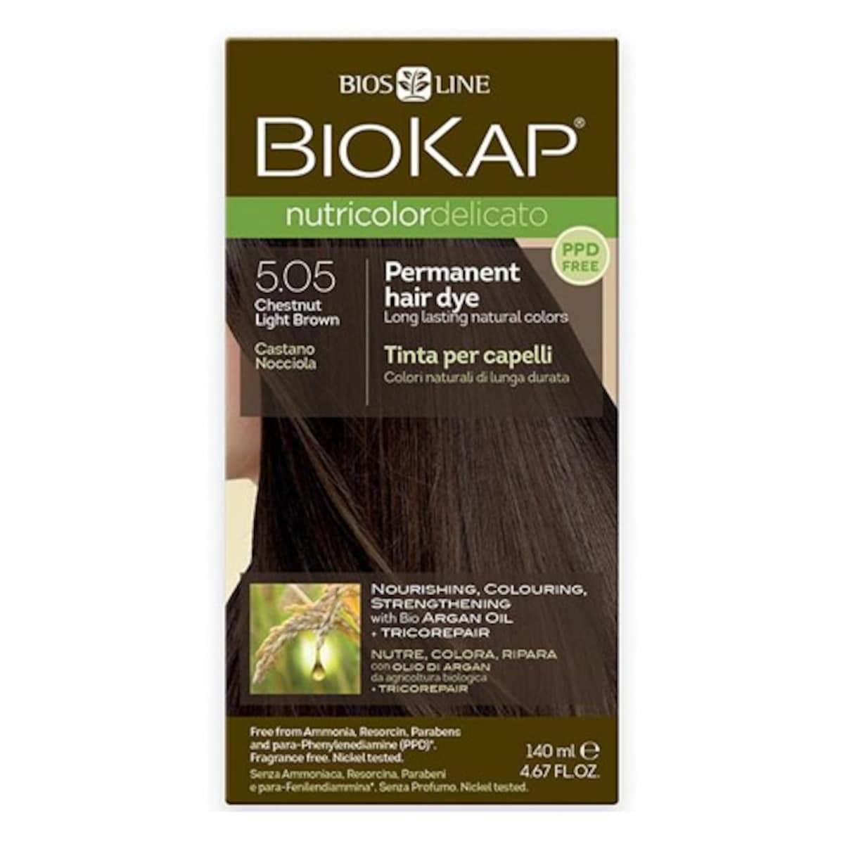 Thumbnail Biokap Nutricolor Delicato 5.05 Chestnut Light Brown 140Ml