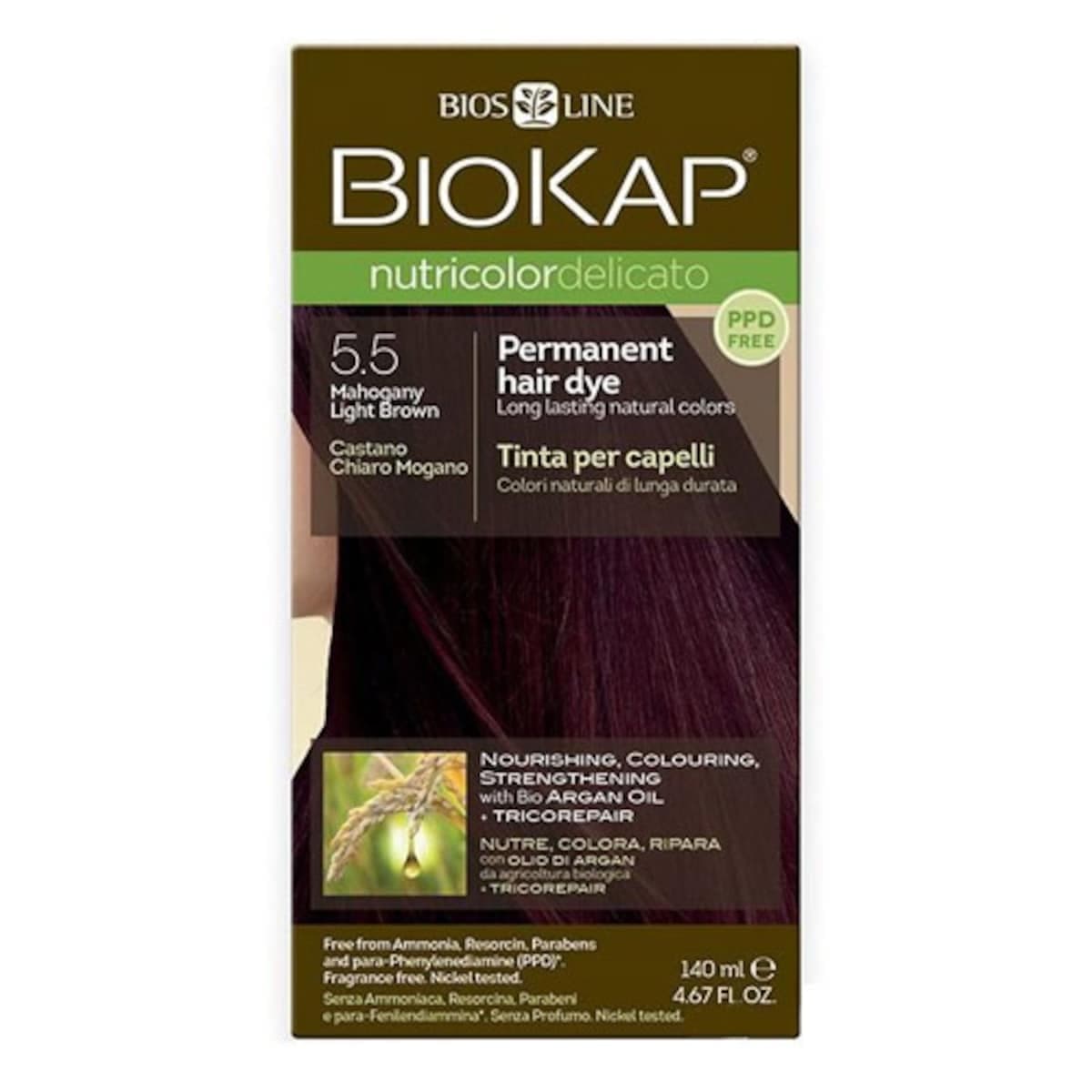 Thumbnail Biokap Nutricolor Delicato 5.5 Mahogany Light Brown 140Ml