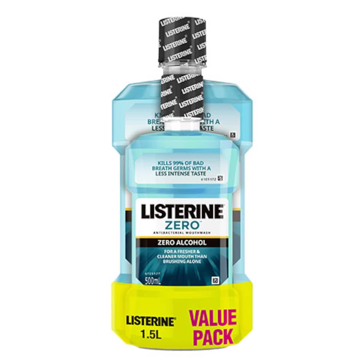 Listerine Zero Alcohol Antibacterial Mouthwash 1 Litre + 500Ml Value Pack