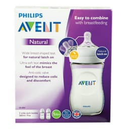 Avent Natural Baby Feeding Bottle Clear Bpa Free 2 X 260Ml