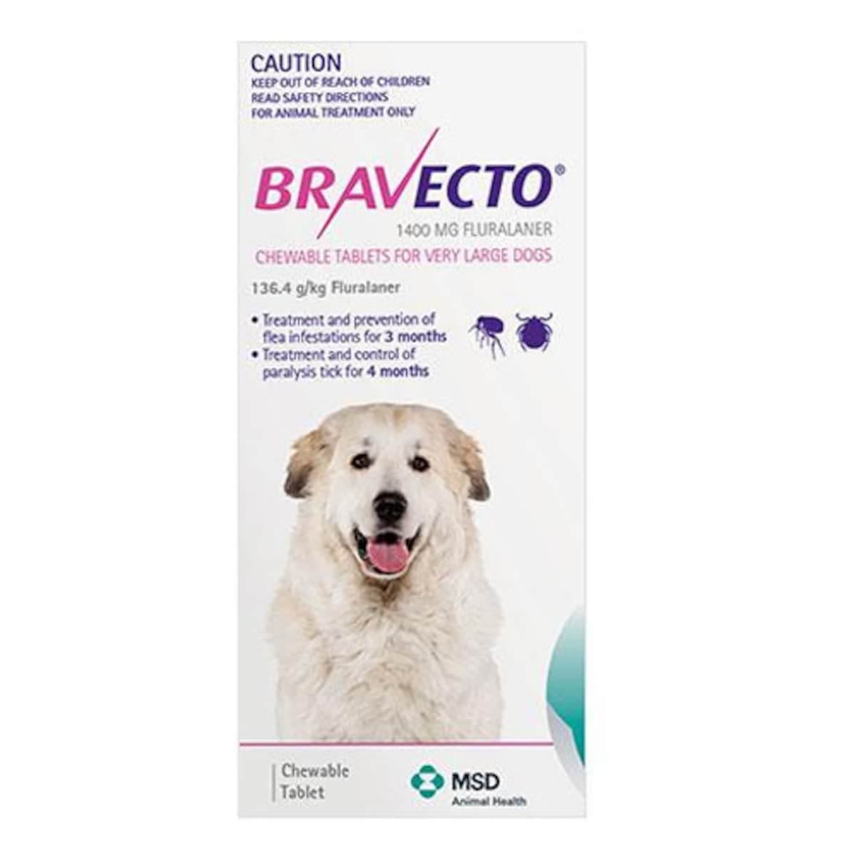 Bravecto For Very Large Dogs 40Kg - 56Kg 1 Chewable Tablet