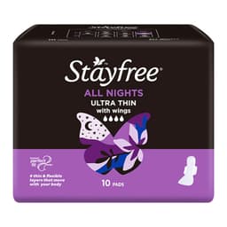 Stayfree Ultra Thin All Nights With Wings 10 Pack