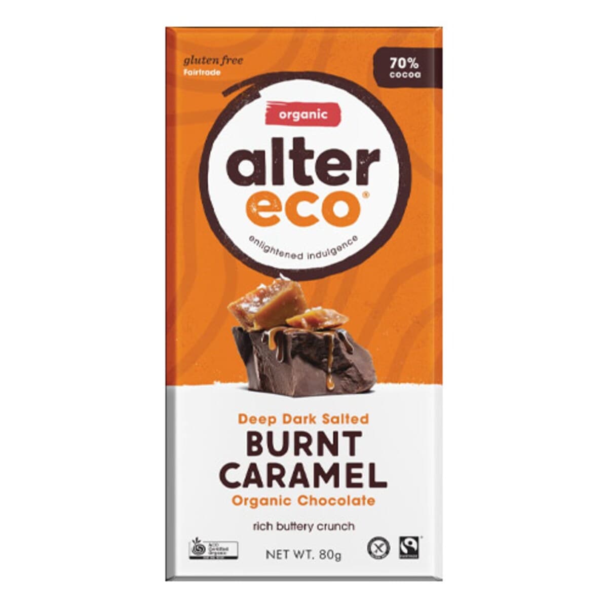 Alter Eco Organic Dark Chocolate Salted Burnt Caramel 80G