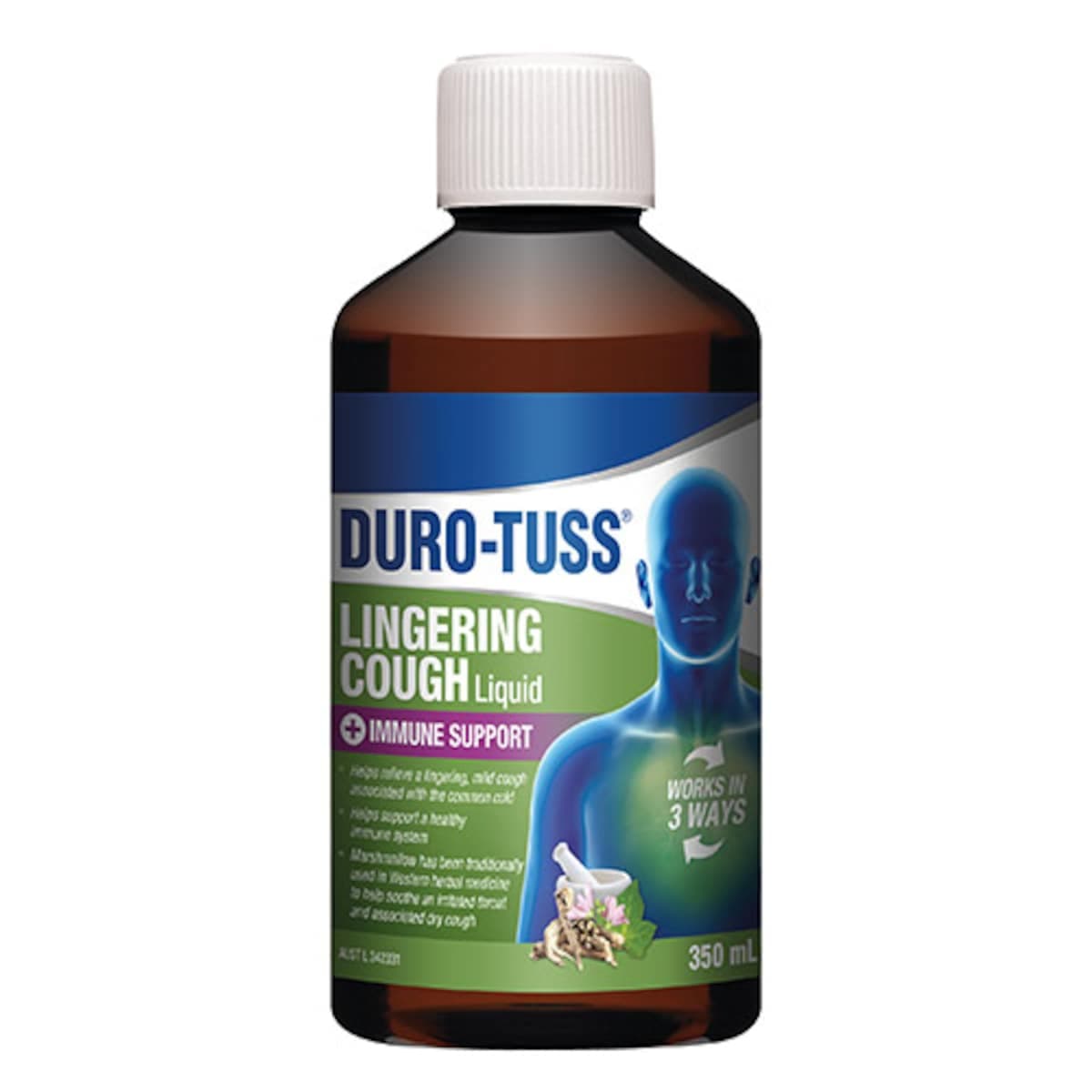 Durotuss Lingering Cough + Immune Support Liquid 350Ml