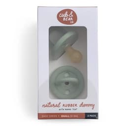 Cub & Bear Co Baby Natural Rubber Dummy Round Teat Small (0-3 Months) Sage Green 2 Pack