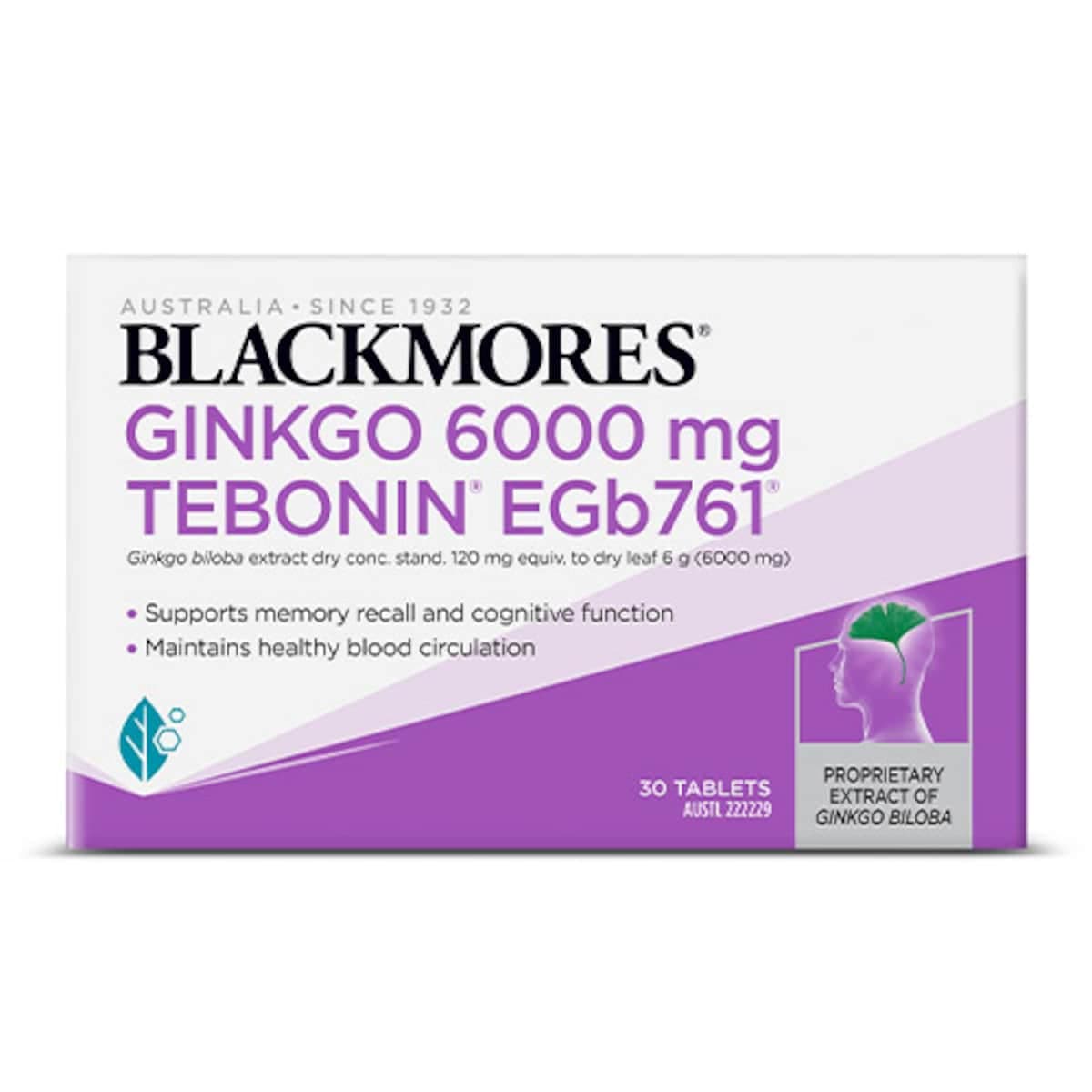 Blackmores Ginkgo 6000Mg Tebonin 30 Tablets