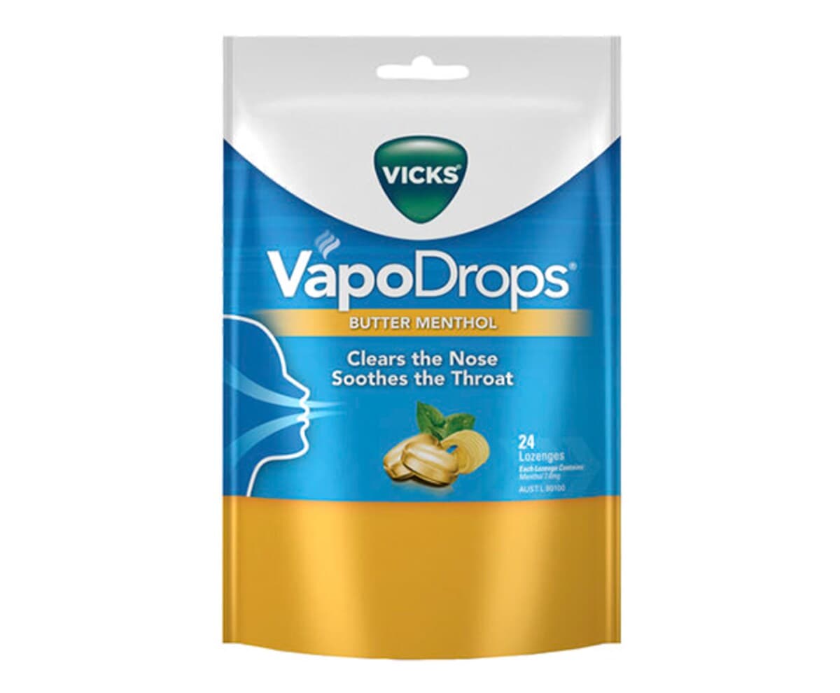 Vicks Vapodrops Butter Menthol Lozenges 24 Pack