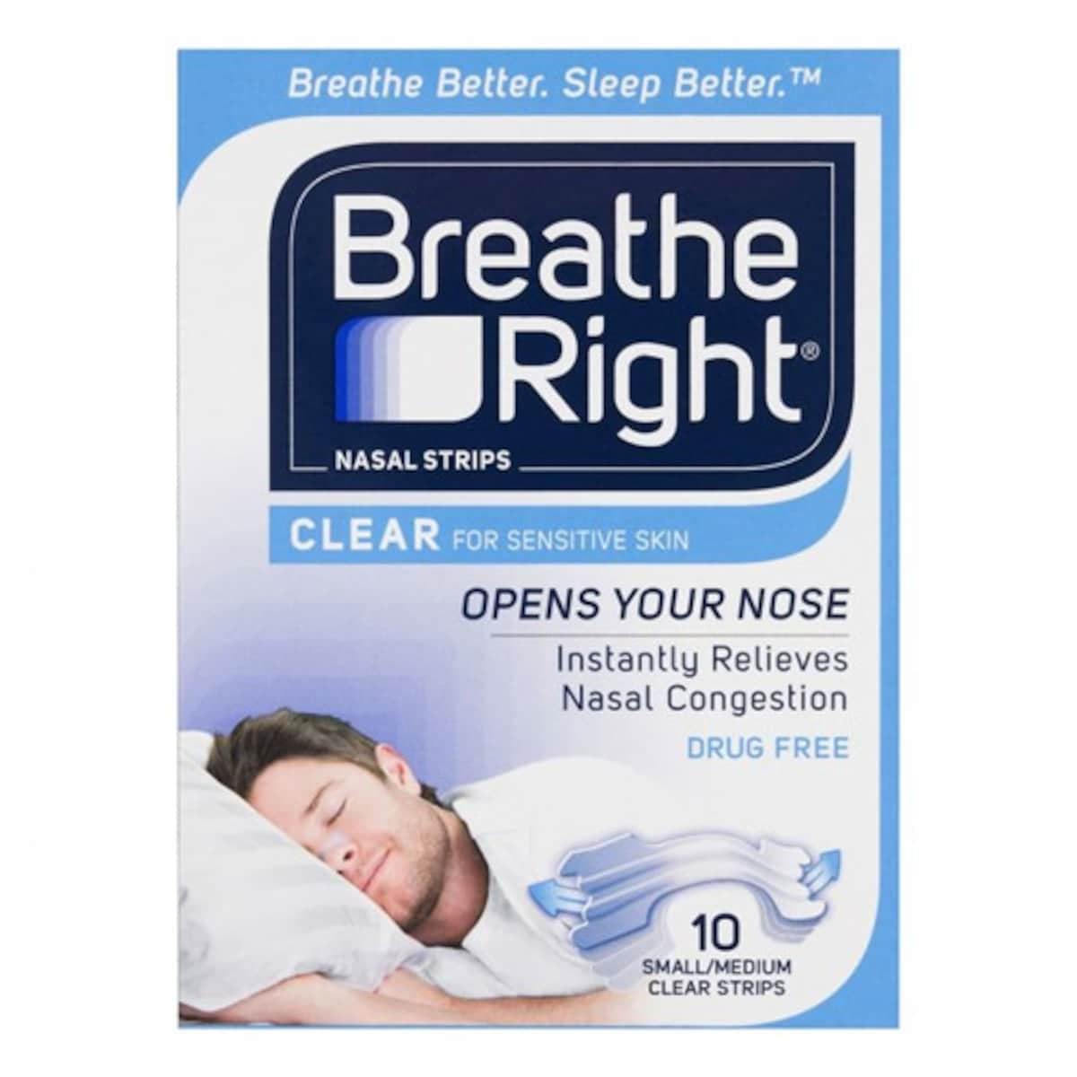 Breathe Right Nasal Strips Clear S/M 10 Pack