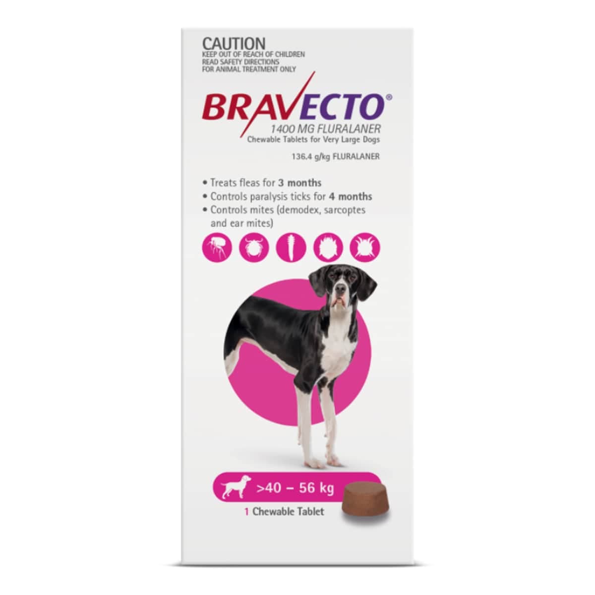 Thumbnail Bravecto For Very Large Dogs 40Kg - 56Kg 1 Chewable Tablet