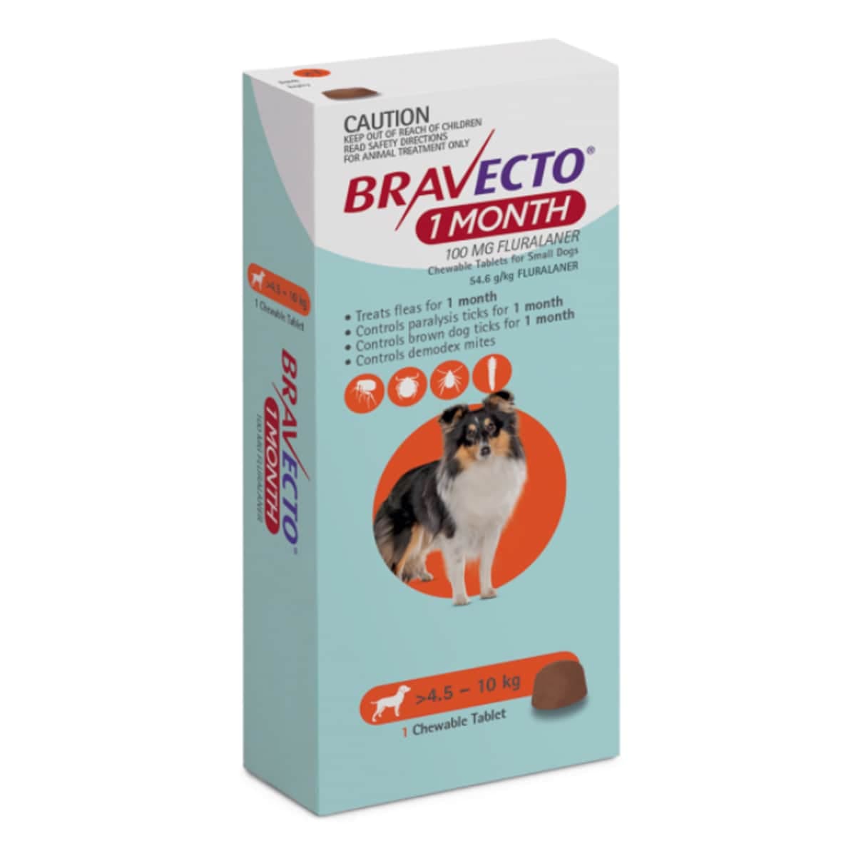 Bravecto 1-Month Chews For Small Dogs 4.5-10Kg 1 Tablet