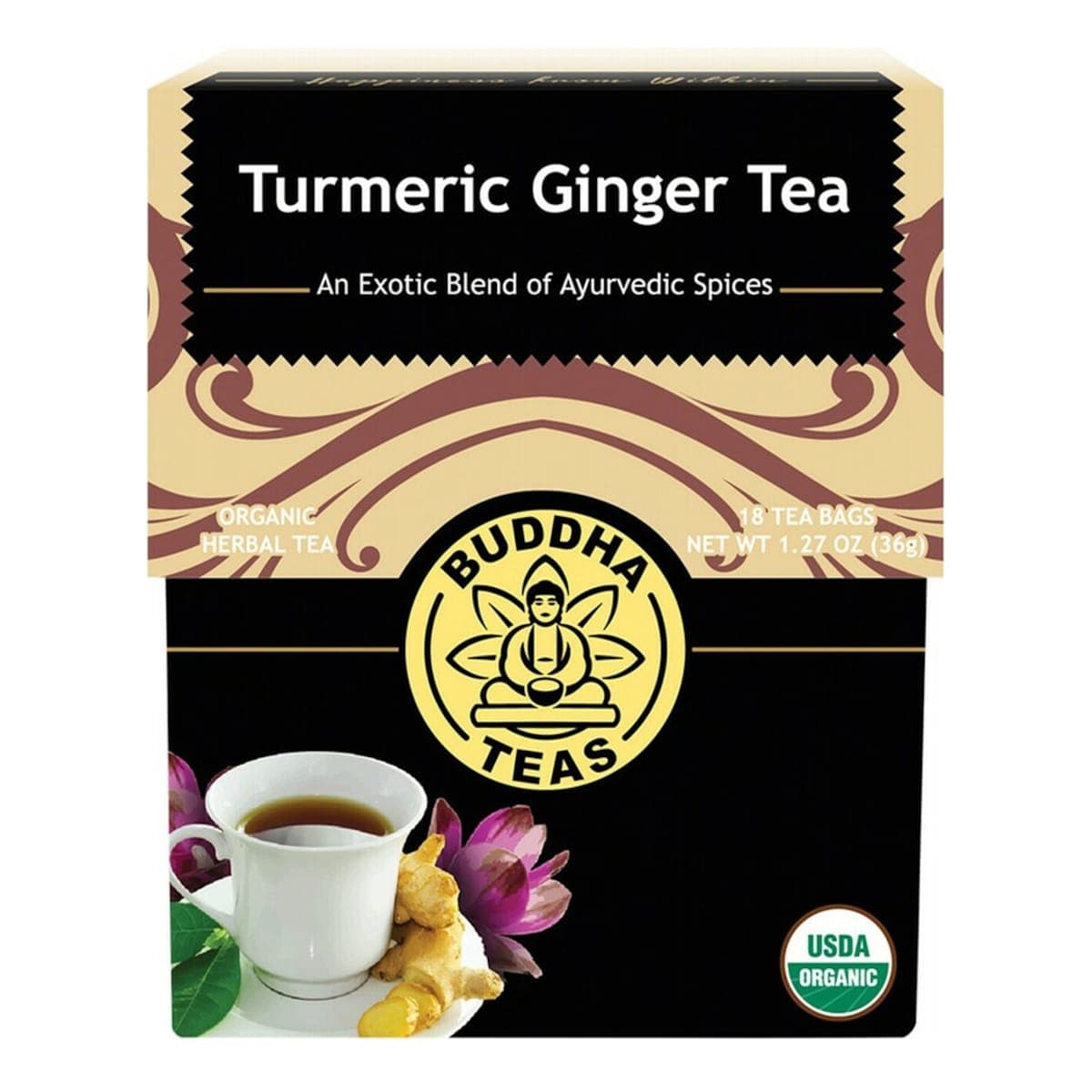 Thumbnail Buddha Teas Organic Herbal Turmeric Ginger Tea 18 Pack