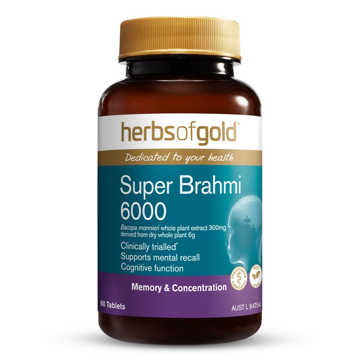 Herbs Of Gold Super Brahmi 6000 60 Tablets