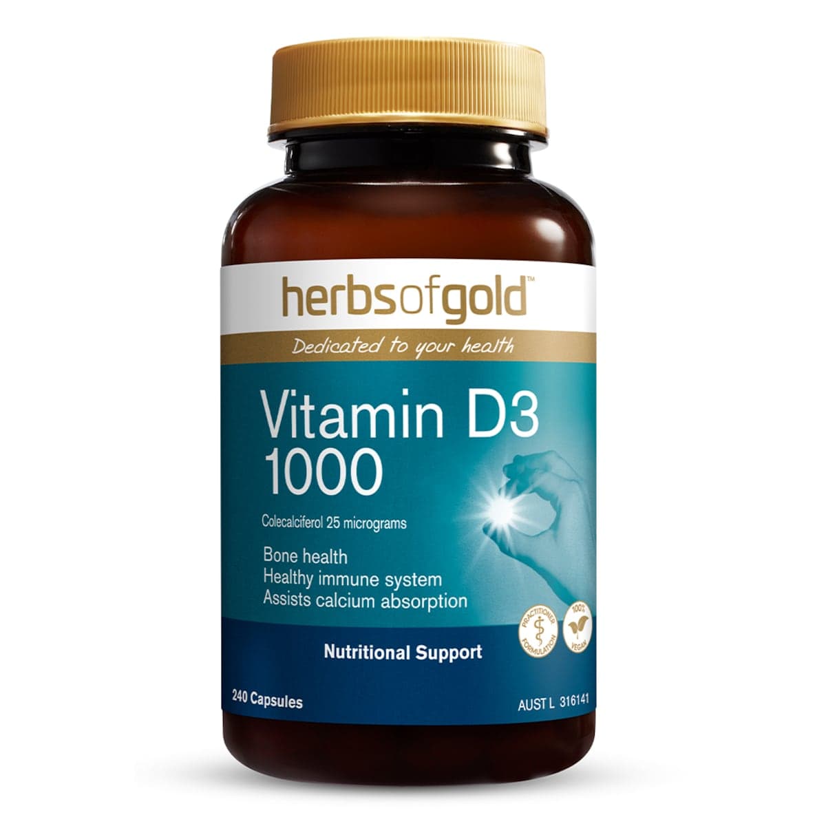 Thumbnail Herbs Of Gold Vitamin D3 1000 240 Capsules