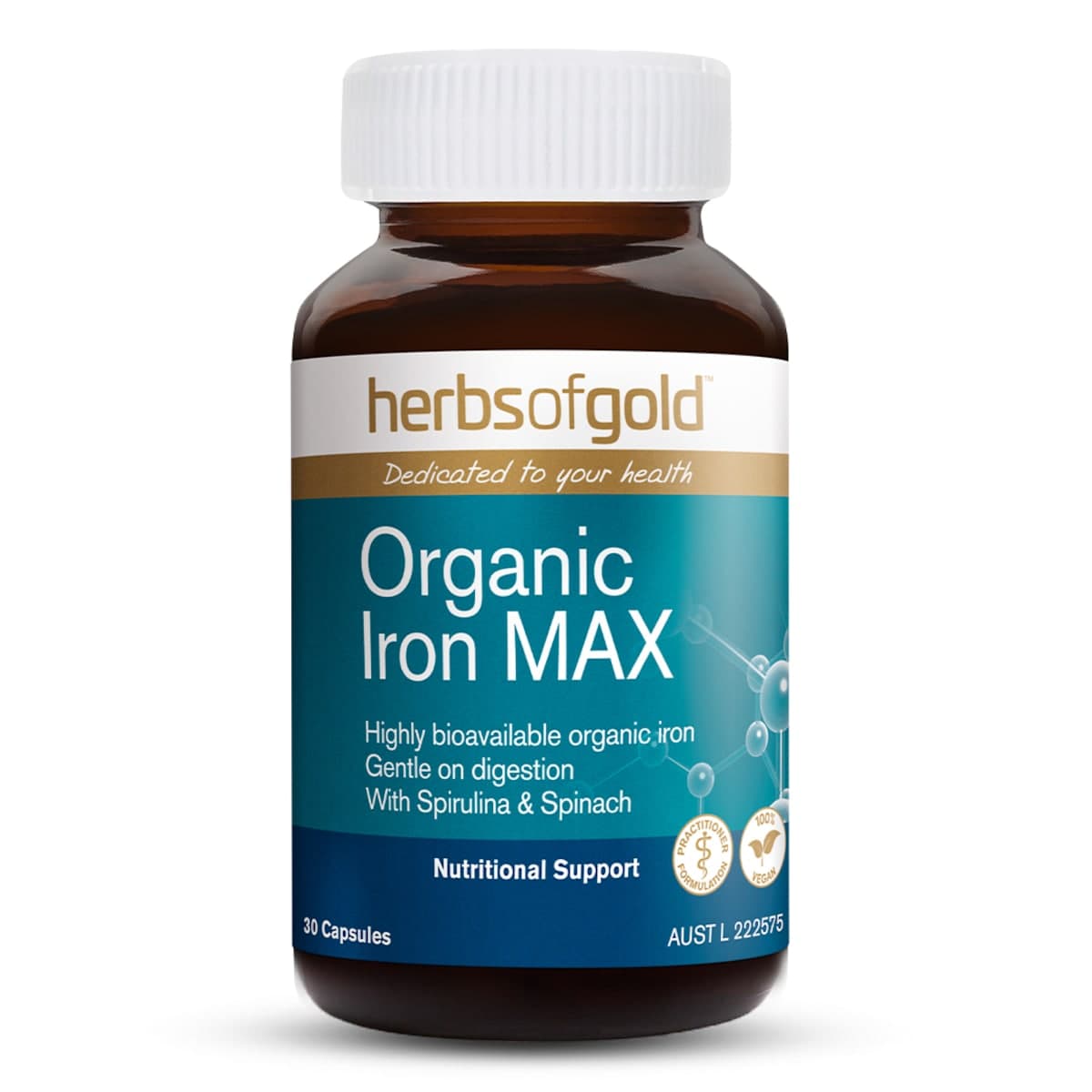 Thumbnail Herbs Of Gold Organic Iron Max 30 Capsules