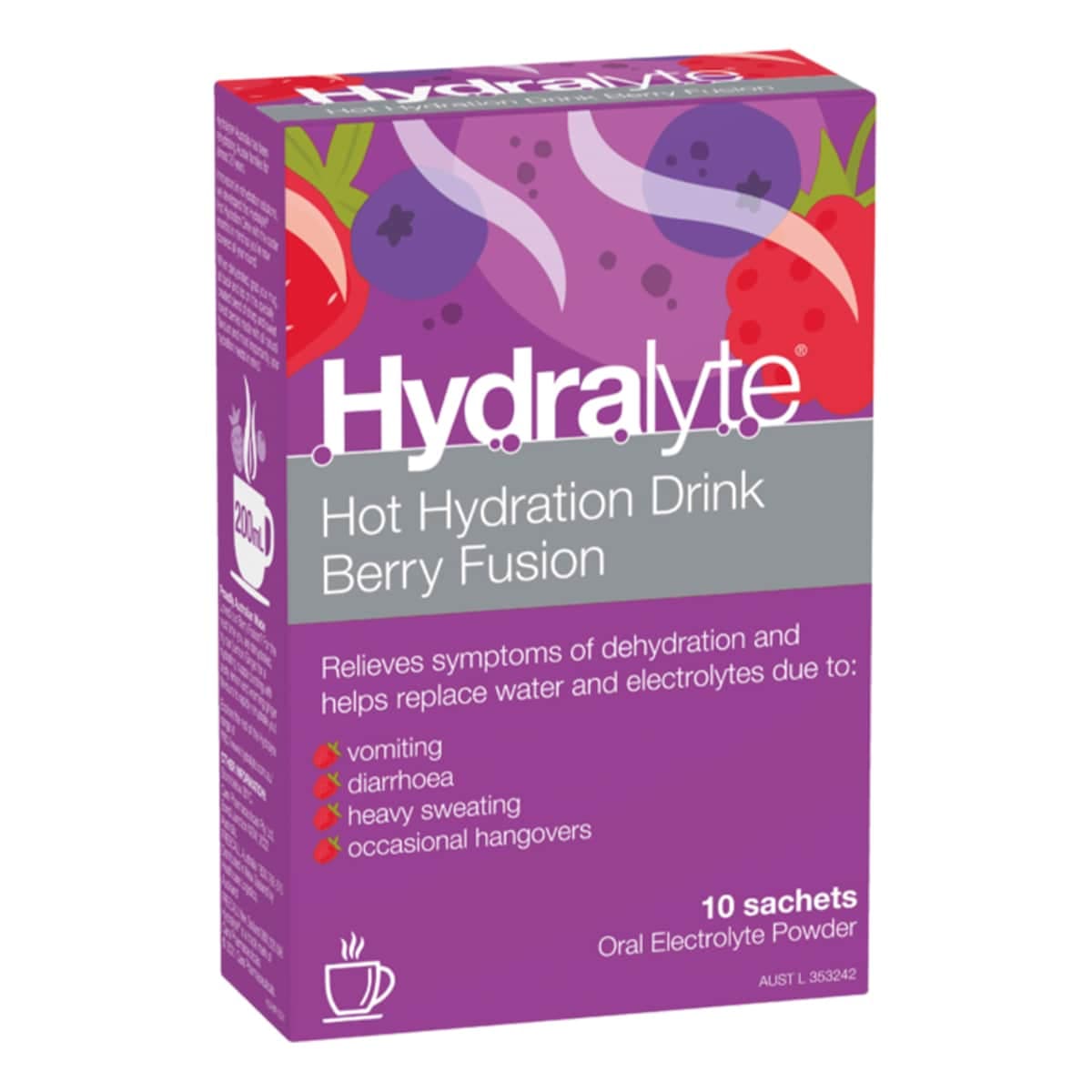 Hydralyte Hot Hydration Drink Berry Fusion Sachet 10 Pack