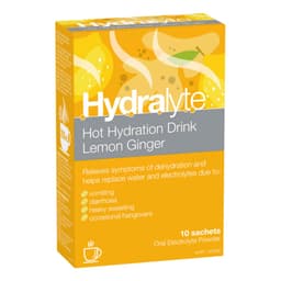 Hydralyte Hot Hydration Drink Lemon Ginger Sachet 10 Pack