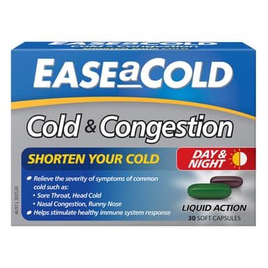 Ease A Cold Cold & Congestion Day & Night 30 Capsules