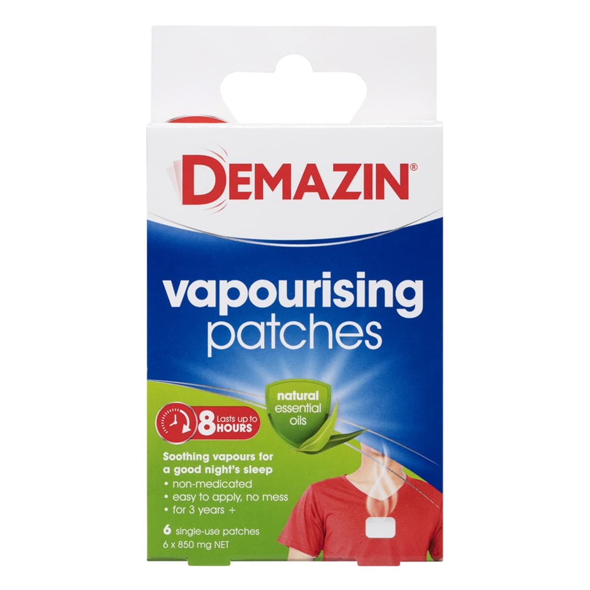 Demazin Vapourising Patches With Natural Essential Oils 6 Pack