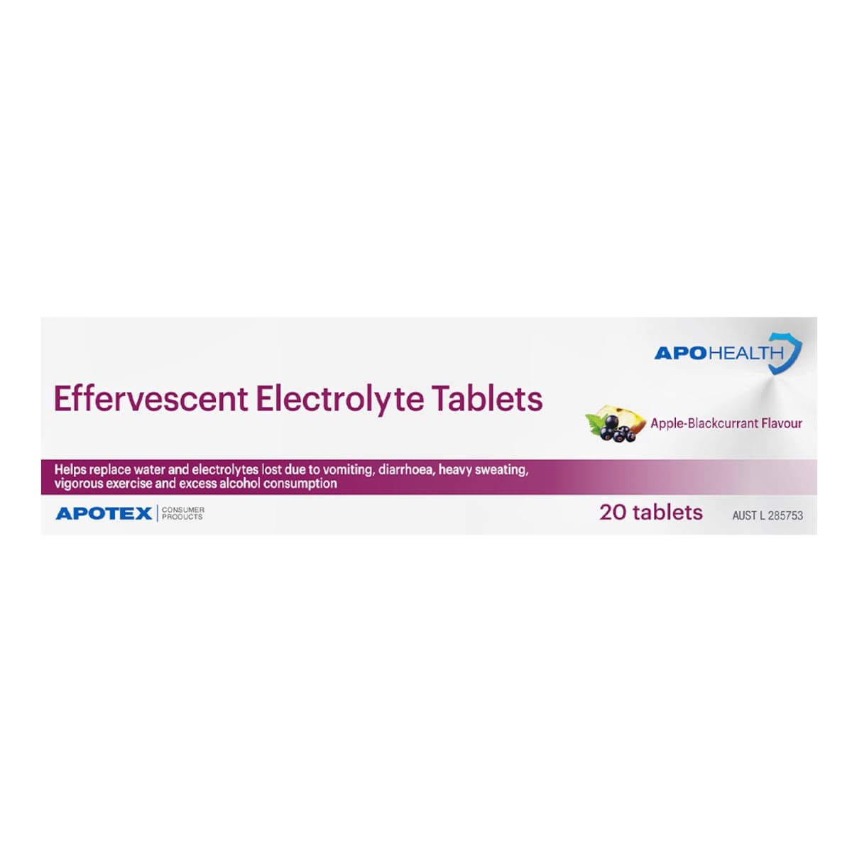 Thumbnail Apohealth Effervescent Electrolyte Tablets Apple-Blackcurrant 20 Tablets