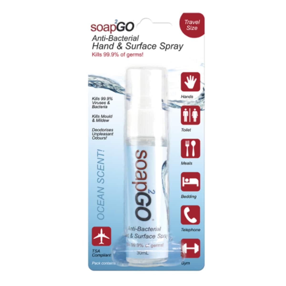 Soap2Go Anti-Bacterial Hand & Surface Spray 30Ml