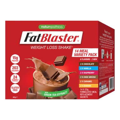 Naturopathica Fatblaster Weight Loss Shake Variety Pack 14 X 33G Sachets