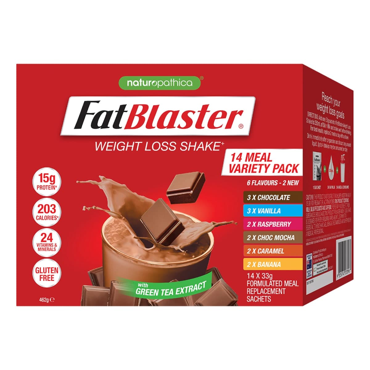 Naturopathica Fatblaster Weight Loss Shake Variety Pack 14 X 33G Sachets