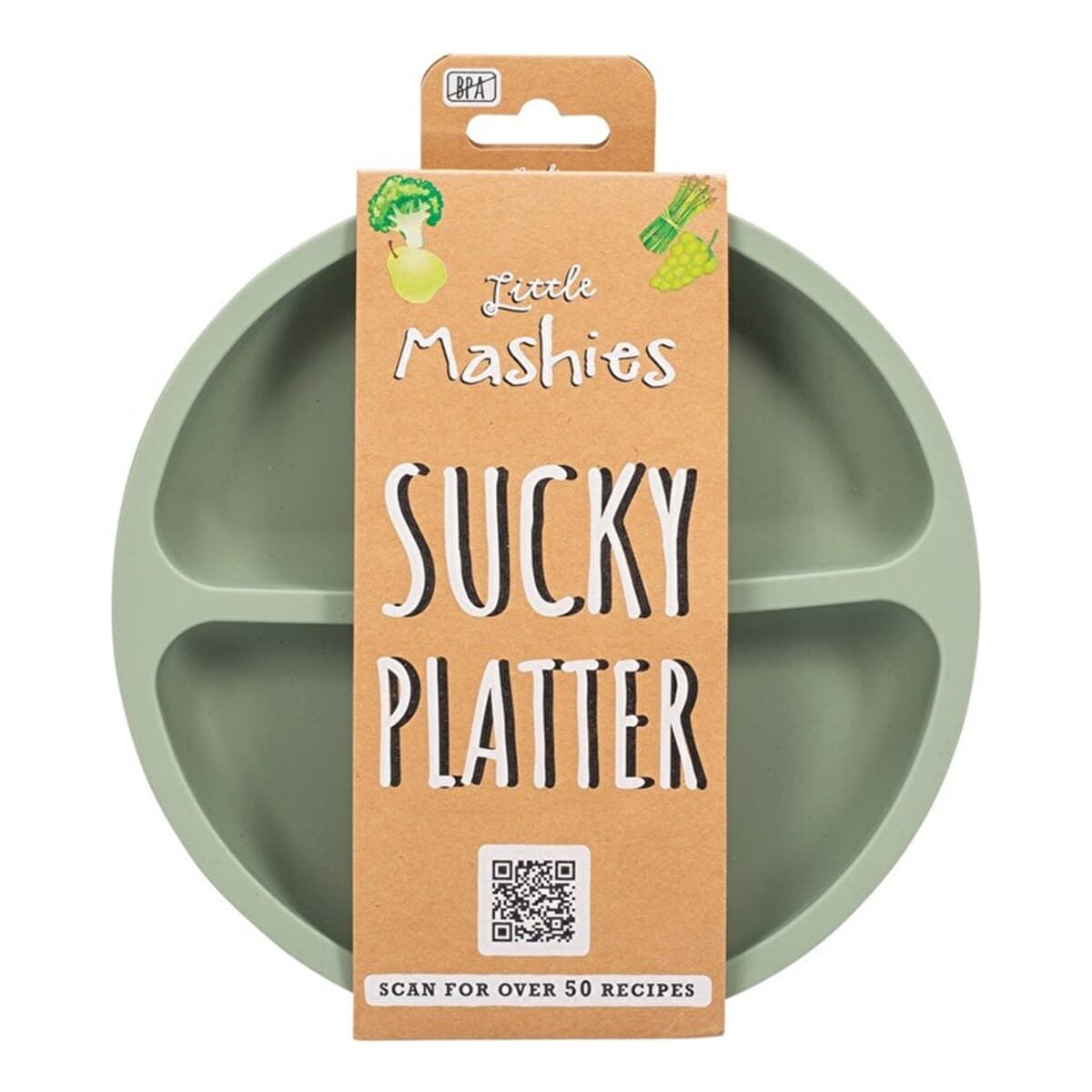 Little Mashies Silicone Sucky Platter Plate Olive