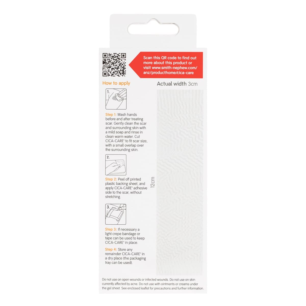 Thumbnail Cica-Care Scar Treatment Silicone Gel Sheet 12Cm X 3Cm Single By Smith & Nephew