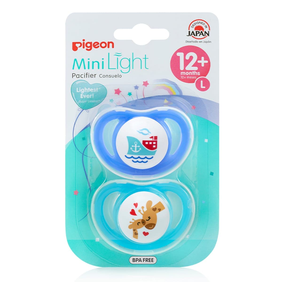 Pigeon Mini Light Pacifier Large (12+ Months) Twin Pack (Colours Selected At Random)