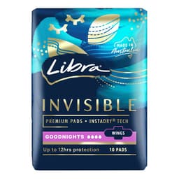 Libra Invisible Extra Long Pads With Wings 10 Pack