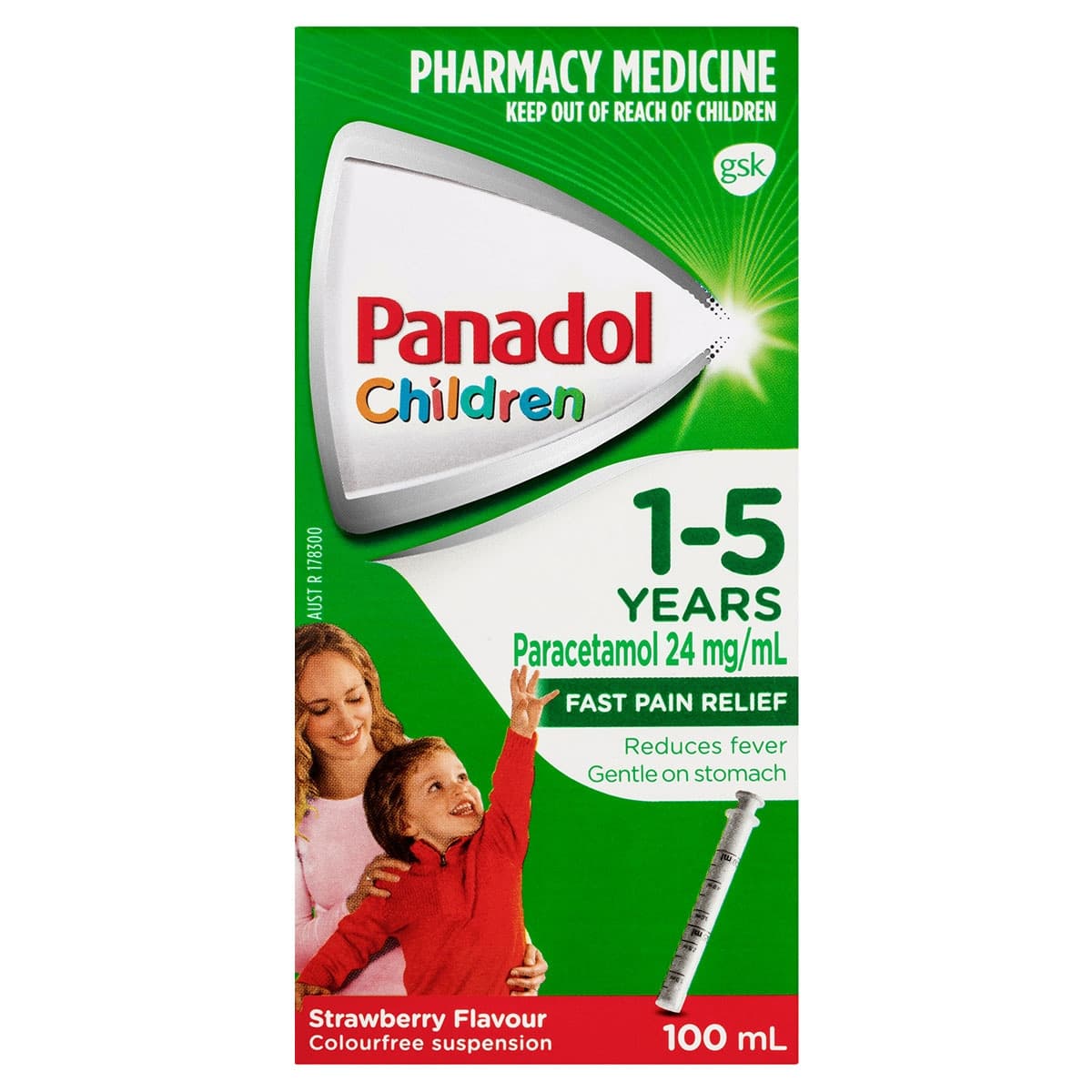 Panadol Children 1-5 Years Strawberry Flavour Colour Free 100ml