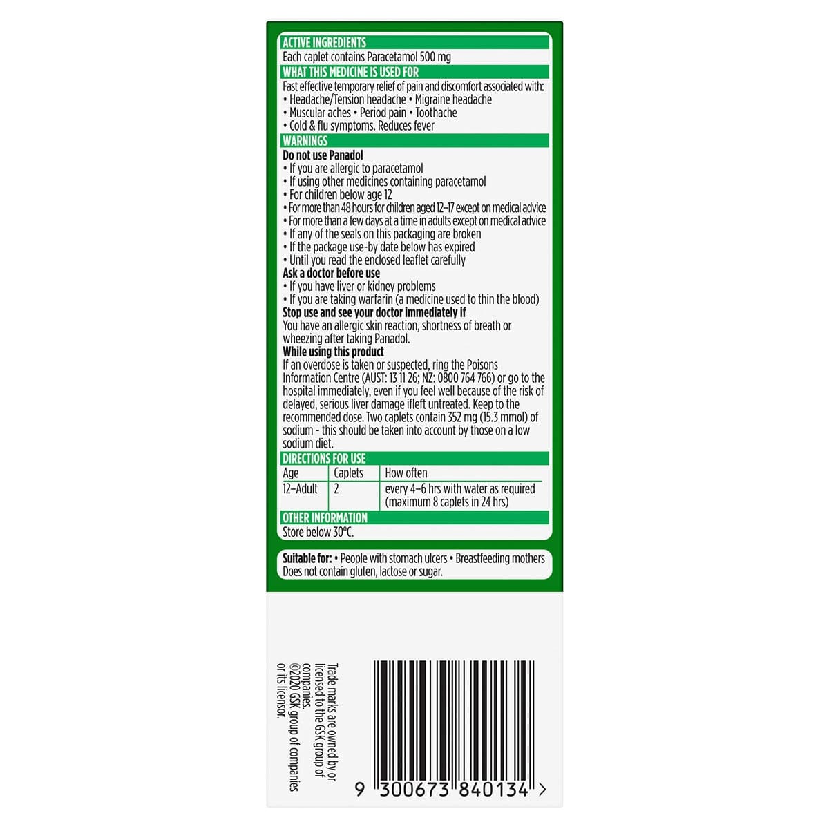 Thumbnail Panadol Rapid Pain Relief Paracetamol 500 Mg 20 Pack