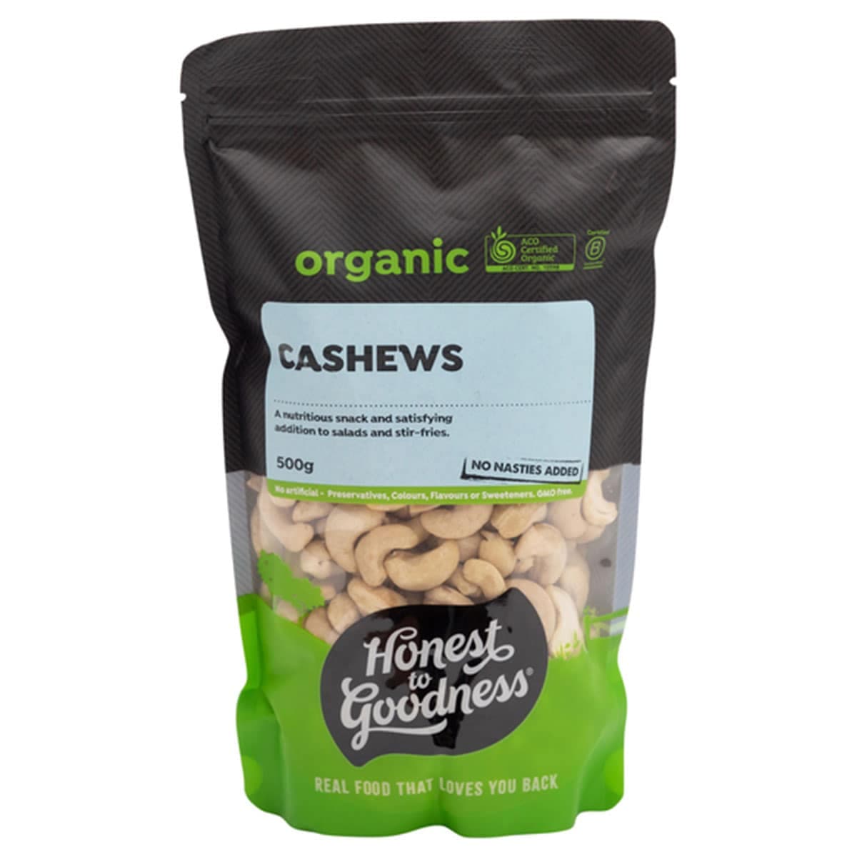 Honest To Goodness Organic Cashews 500G