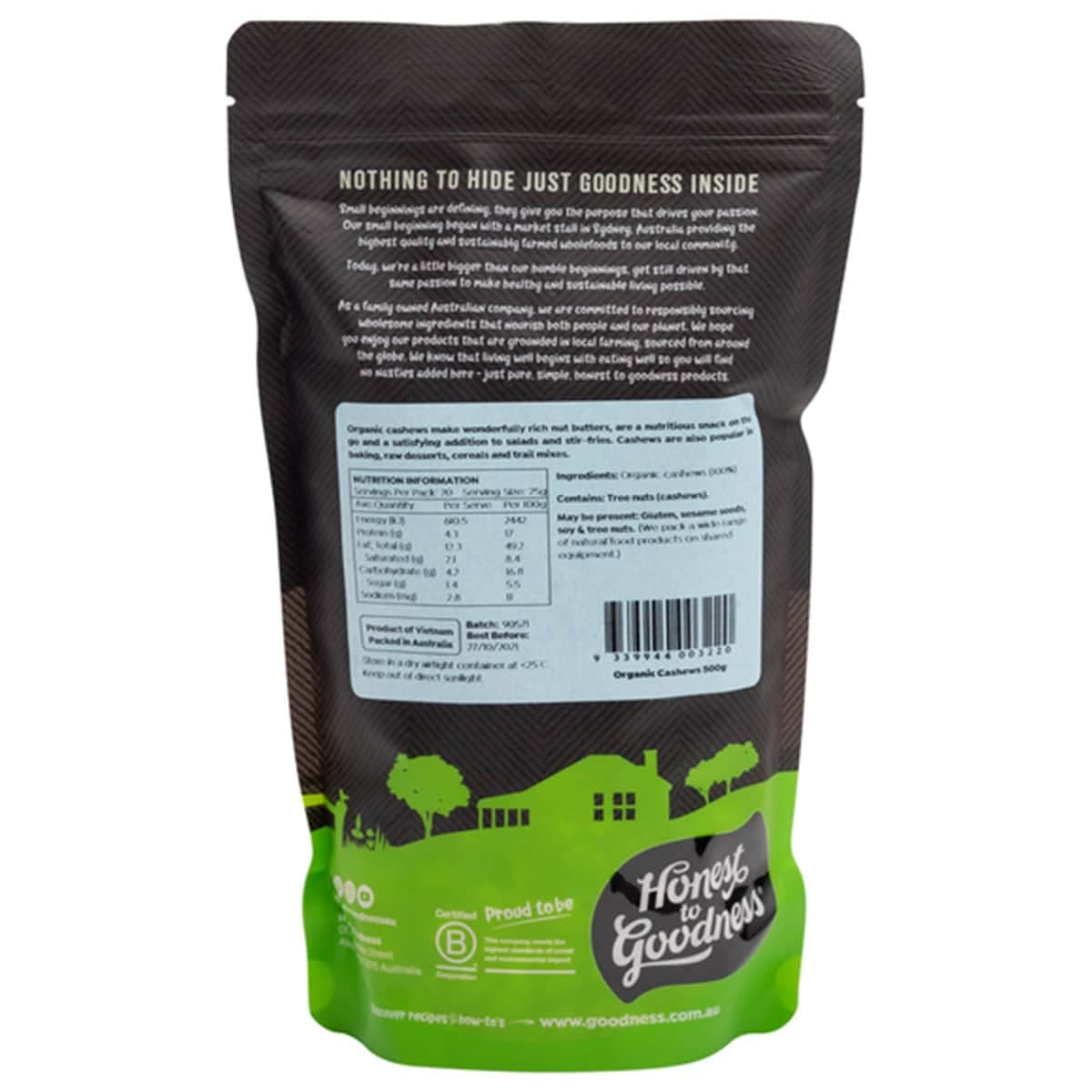 Thumbnail Honest To Goodness Organic Cashews 500G