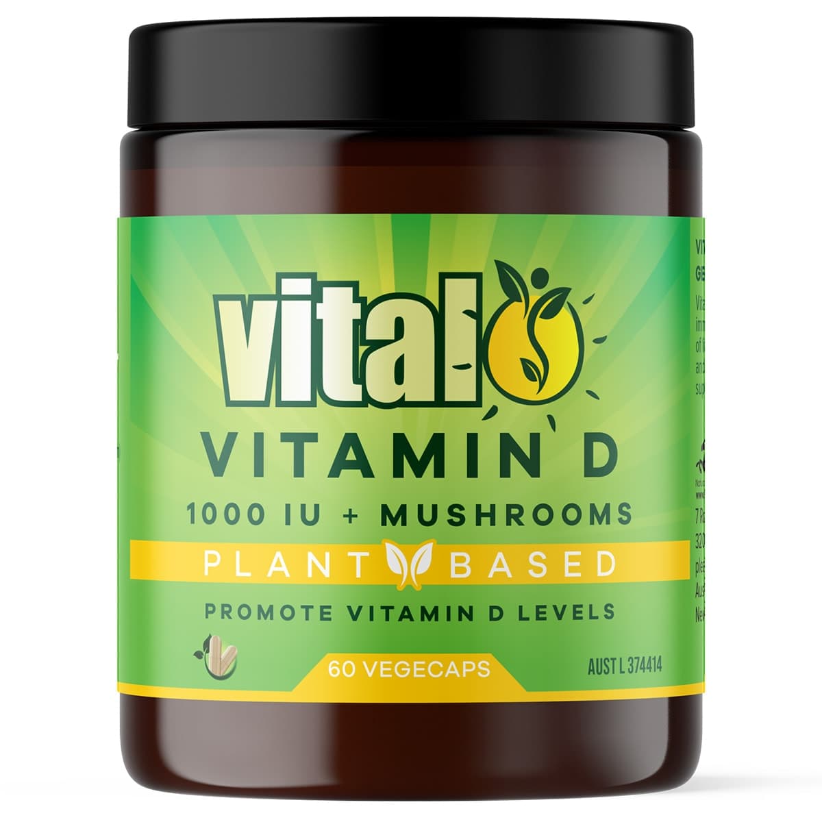 Thumbnail Vital Vitamin D 1000Iu + Mushrooms Plant Based 60 Vegecaps