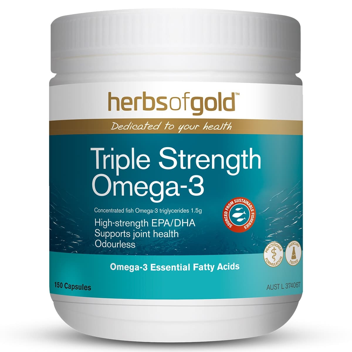 Thumbnail Herbs Of Gold Triple Strength Omega-3 150 Capsules