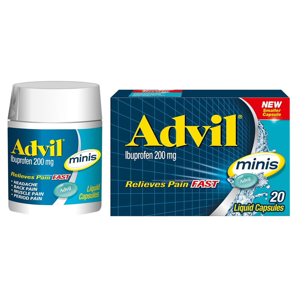 Advil Minis Fast Pain Relief 20 Liquid Capsules