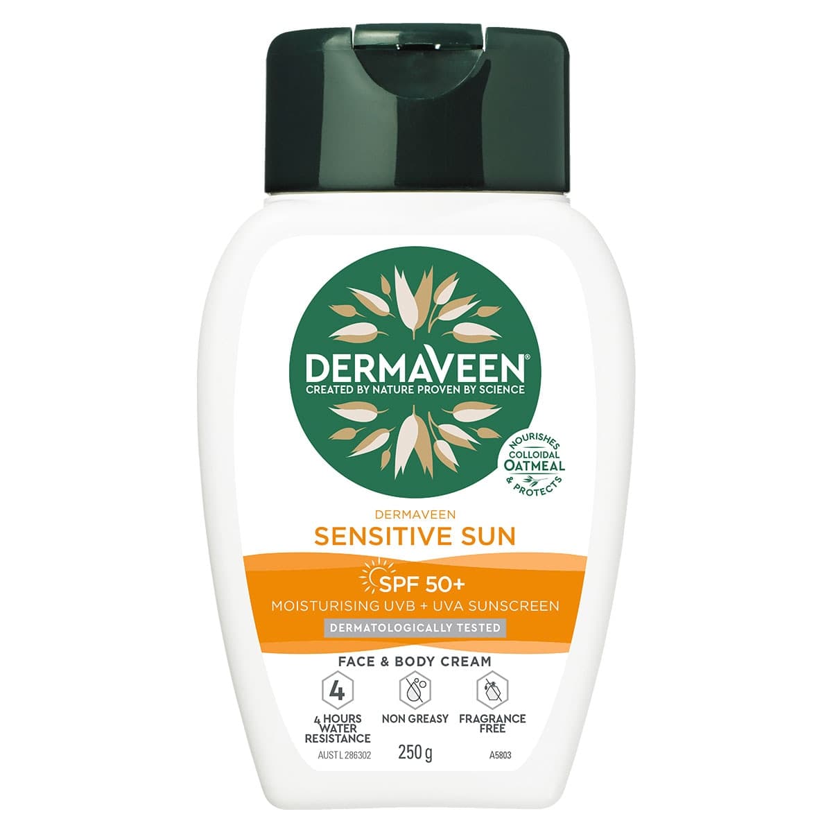 Dermaveen Daily Nourish Sun Sensitive Body Moisturiser Spf50+ 250G