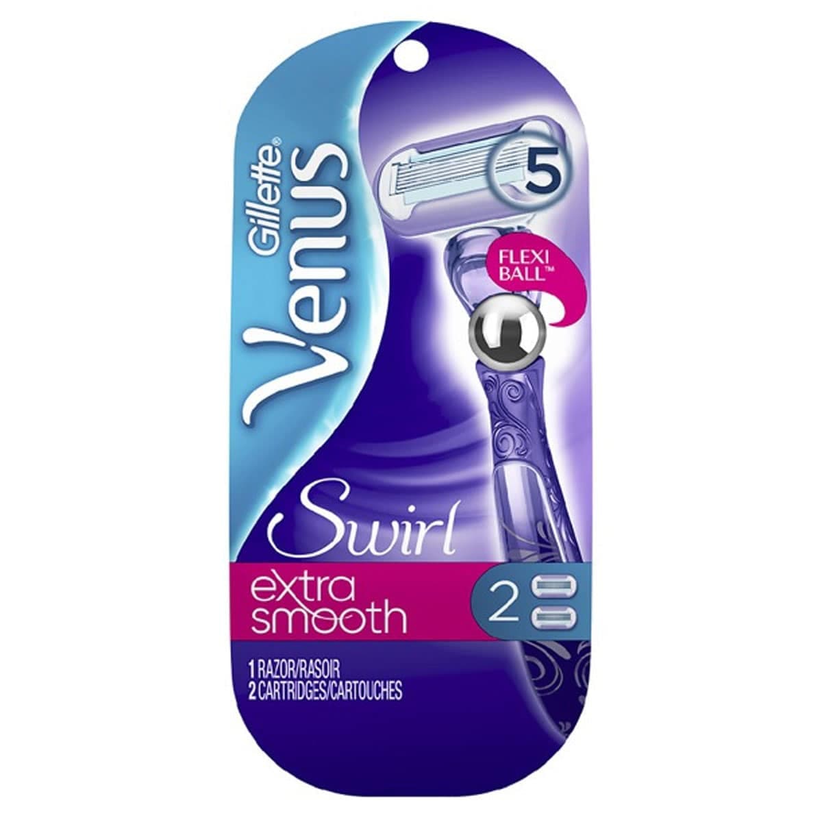 Gillette Venus Swirl Razor With Flexiball + 2 Replacement Cartridges