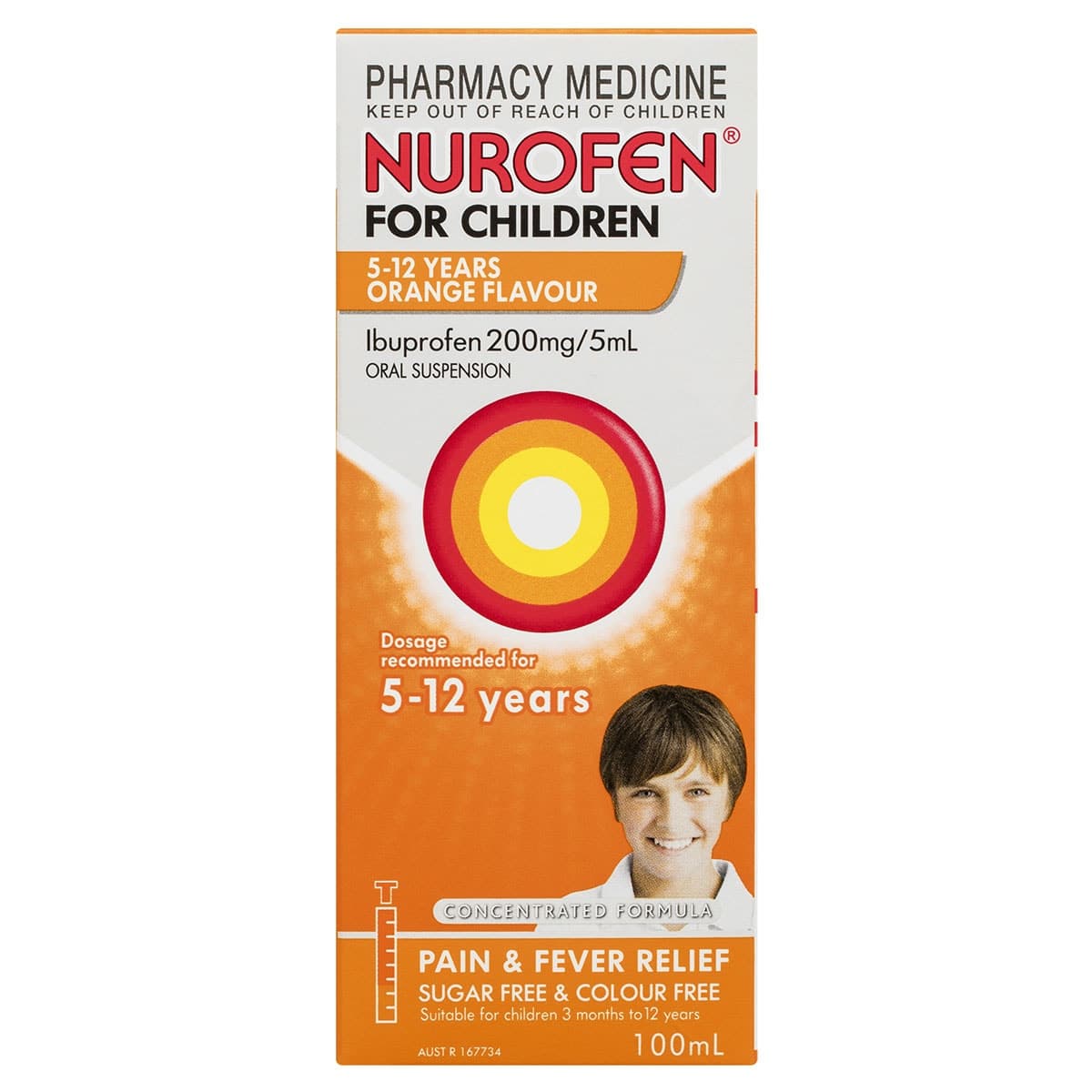 Nurofen for Children 5 - 12 Years Pain & Fever Relief Orange 100ml