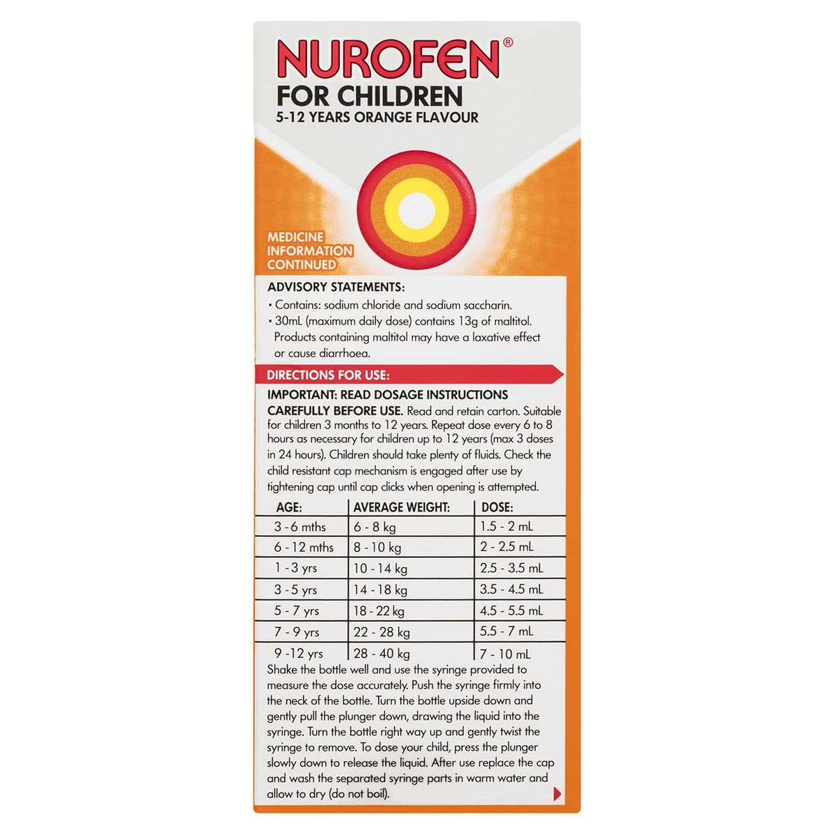 Thumbnail Nurofen for Children 5 - 12 Years Pain & Fever Relief Orange 100ml