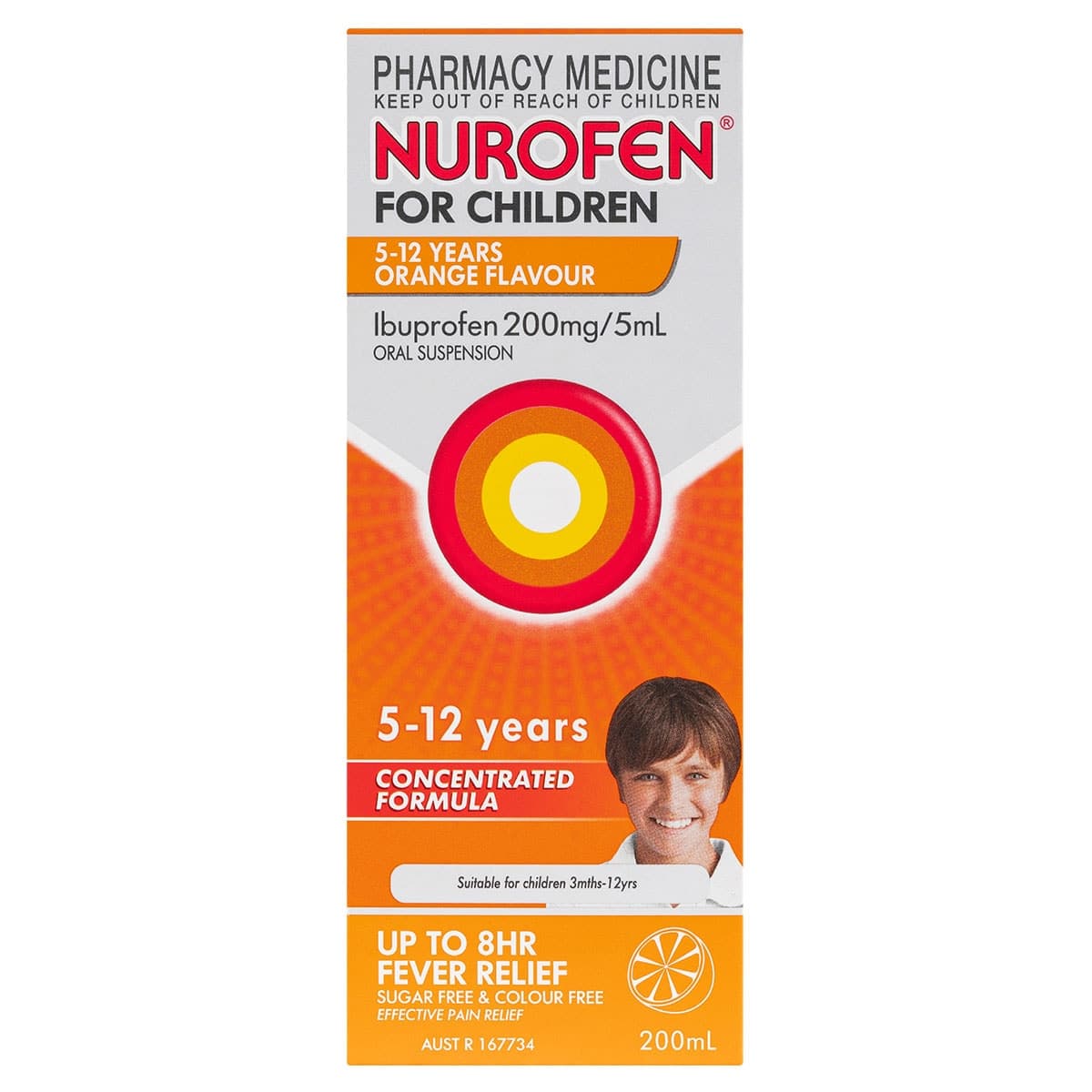 Nurofen for Children 5 - 12 Years Pain & Fever Relief Orange 200ml