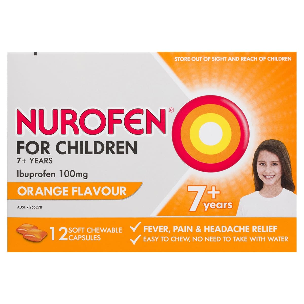 Nurofen For Children 7+ Years Orange 12 Soft Chewable Capsules