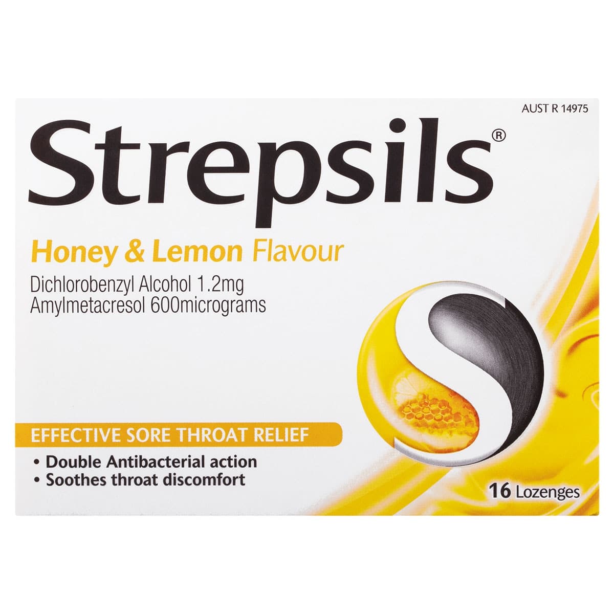 Strepsils Sore Throat Relief Honey & Lemon 16 Lozenges